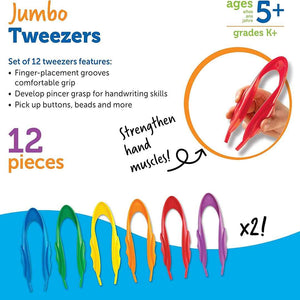 Primary Science Jumbo Tweezers 12 Pcs - Kids Fine Motor Skill Tool - Fun Learning Store