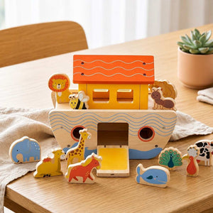 Prophet Nuh (AS) Inspired Wooden Ark & Animal Play Set – A Meaningful Storytelling Adventure - Fun Learning Store
