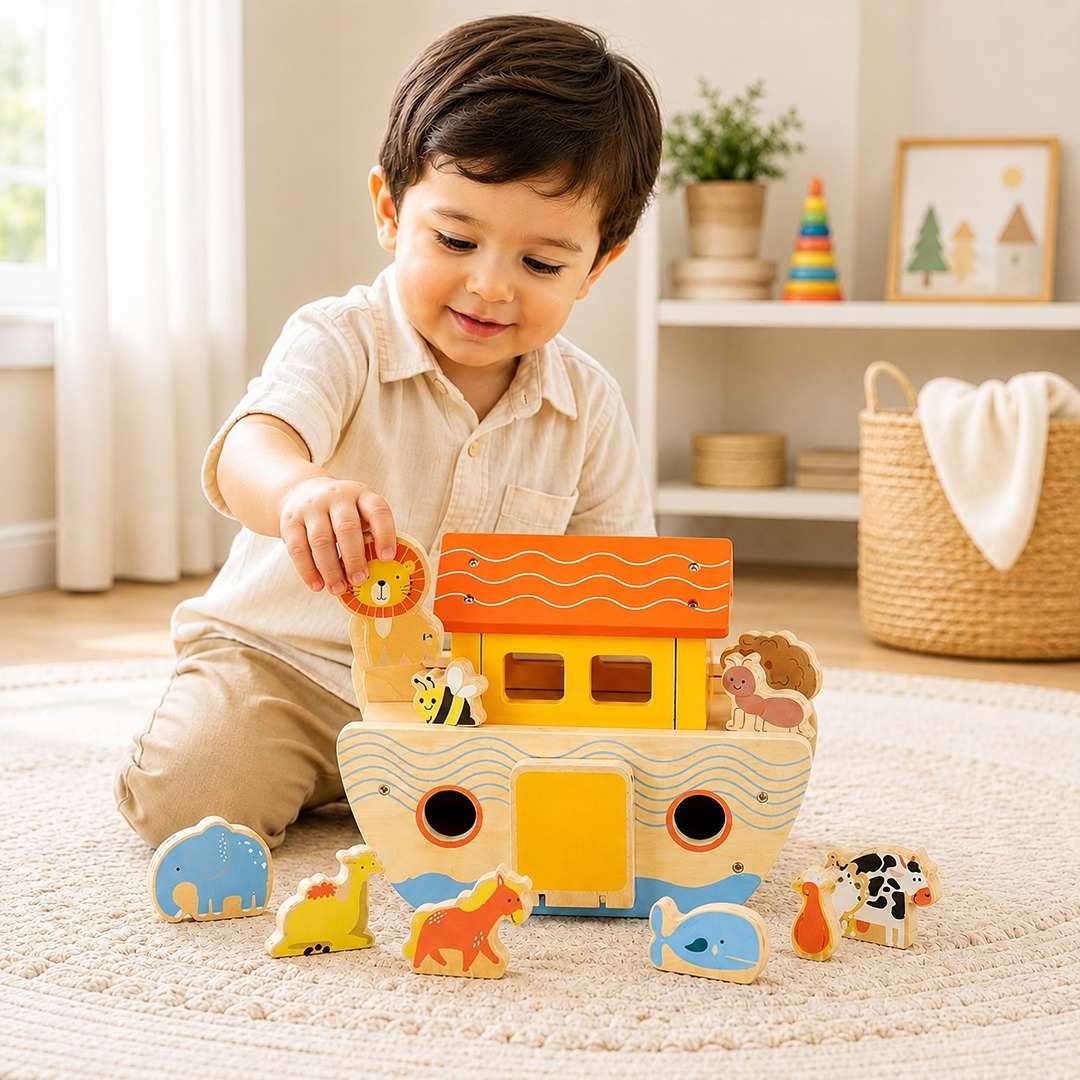 Prophet Nuh (AS) Inspired Wooden Ark & Animal Play Set – A Meaningful Storytelling Adventure - Fun Learning Store