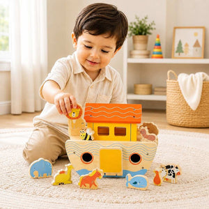 Prophet Nuh (AS) Inspired Wooden Ark & Animal Play Set – A Meaningful Storytelling Adventure - Fun Learning Store
