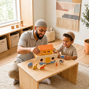 Prophet Nuh (AS) Inspired Wooden Ark & Animal Play Set – A Meaningful Storytelling Adventure - Fun Learning Store