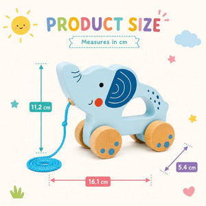 Pull Along Elephant Wooden Toy - 18+ Months - Fun Learning Store