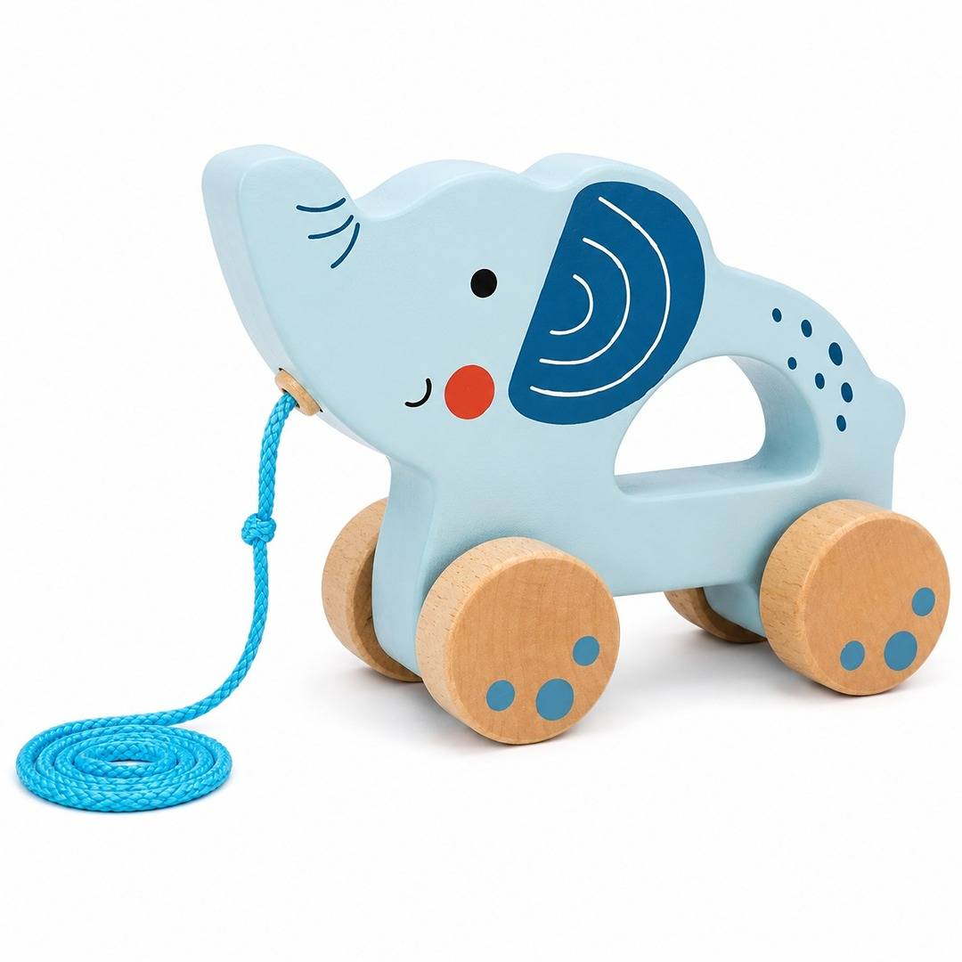 Pull Along Elephant Wooden Toy - 18+ Months - Fun Learning Store