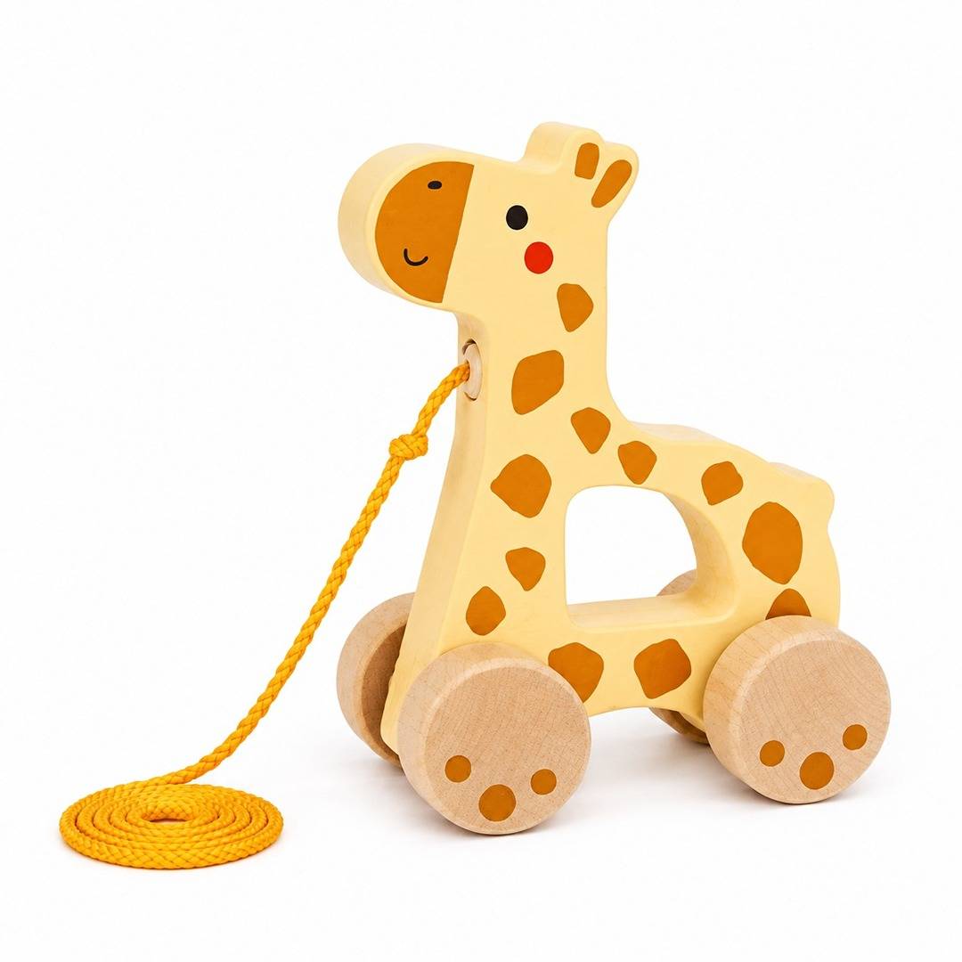 Pull Along – Giraffe Wooden Toy - 18+ Months - Fun Learning Store
