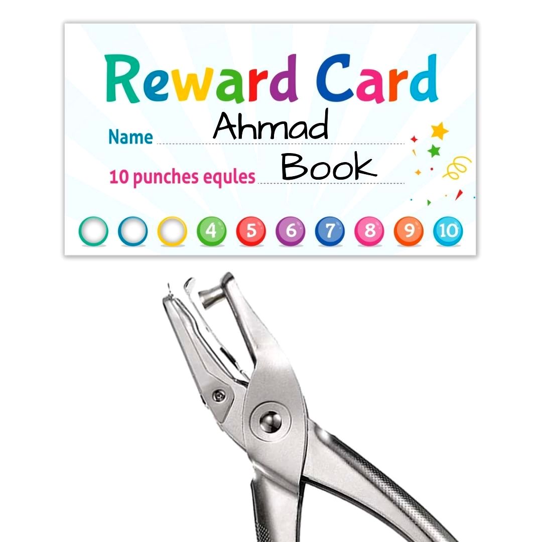 Reward Card Incentive Loyalty Reward Card for Classroom - Punch Card 100Pcs - English - Fun Learning Store