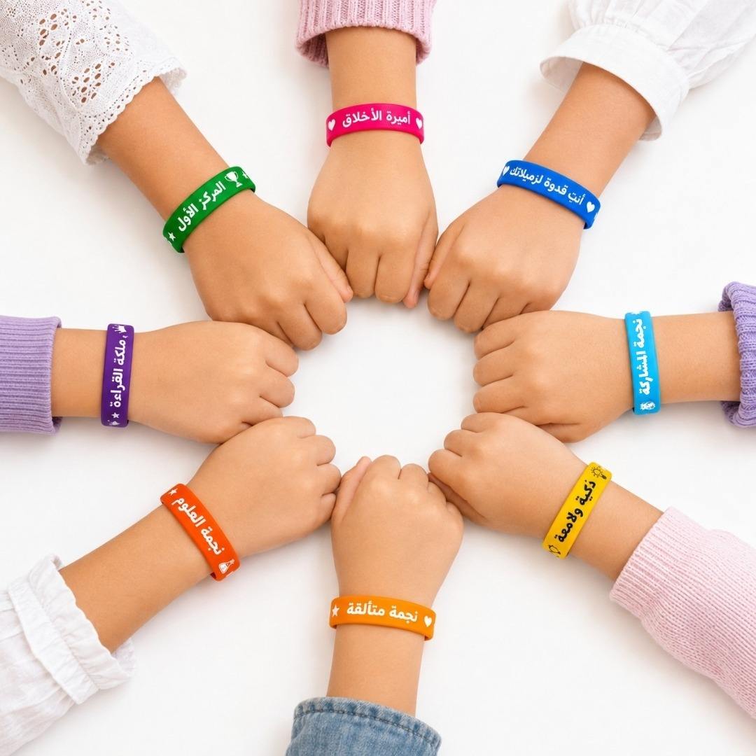 Reward Wristbands for Outstanding Girls | 24 Silicone Bracelets | Arabic - Fun Learning Store