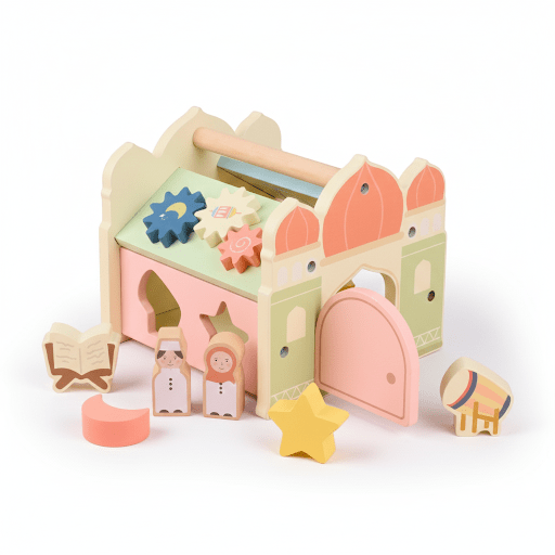 Salah Time Islamic Wooden Mosque Shape Sorter for Curious Little Minds - Fun Learning Store