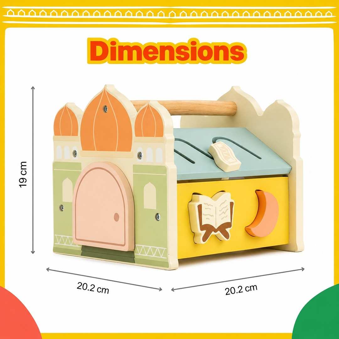 Salah Time Islamic Wooden Mosque Shape Sorter for Curious Little Minds - Fun Learning Store