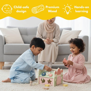 Salah Time Islamic Wooden Mosque Shape Sorter for Curious Little Minds - Fun Learning Store