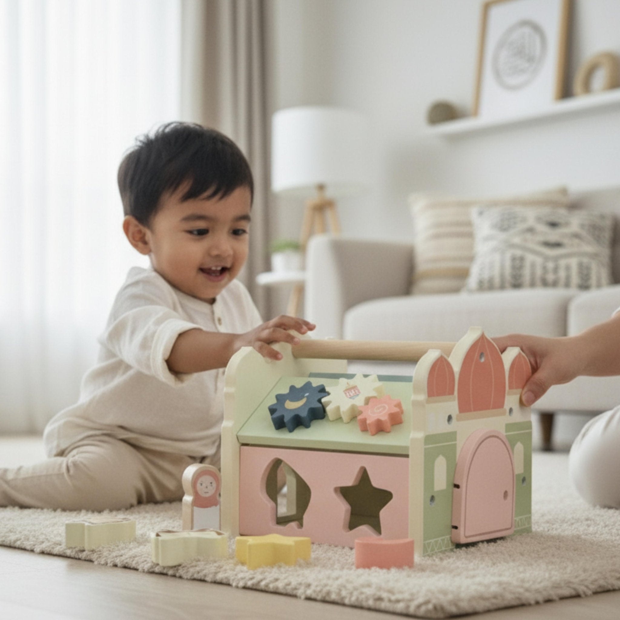 Salah Time Islamic Wooden Mosque Shape Sorter for Curious Little Minds - Fun Learning Store