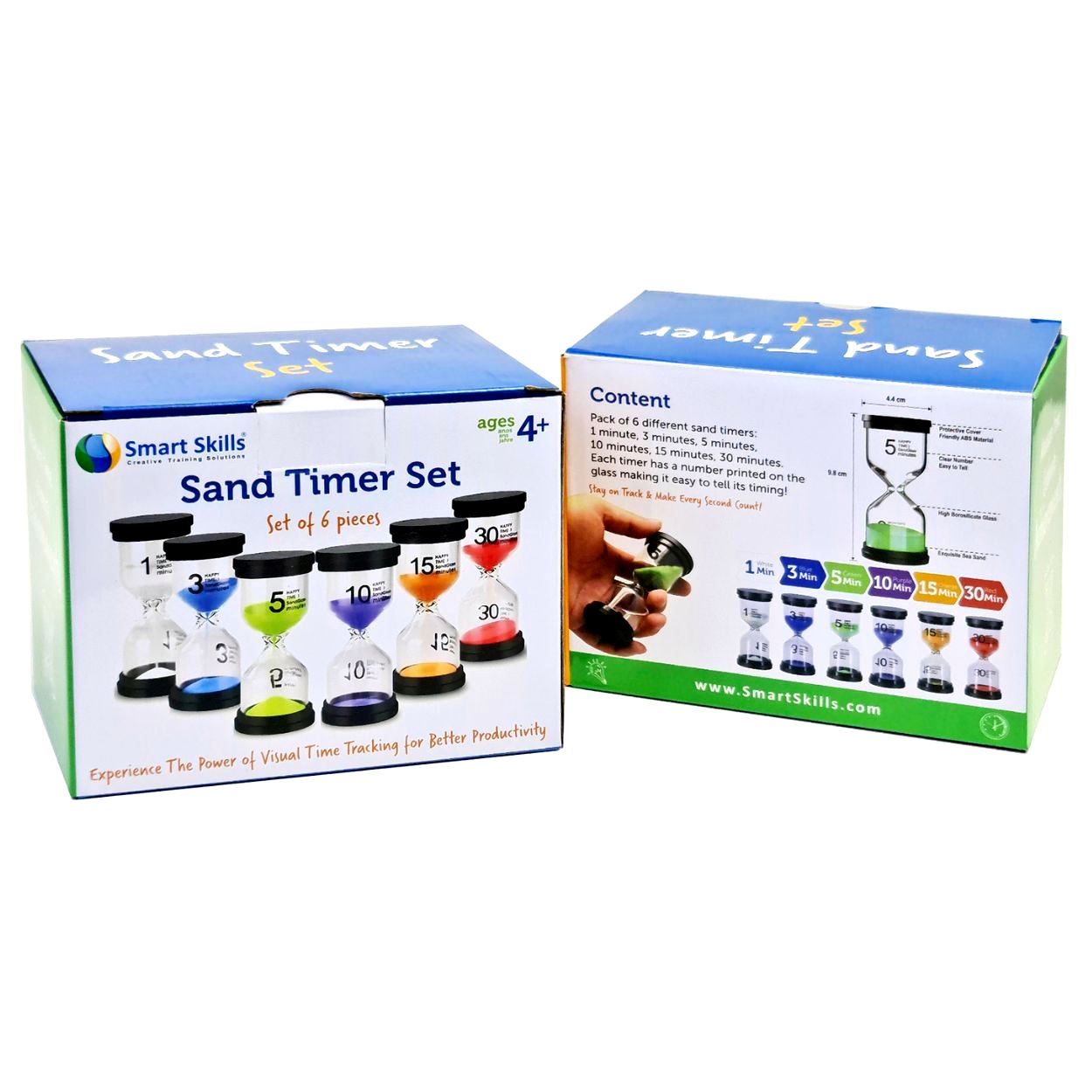 Sand Timer Set | Colorful Hourglasses | Countdown - Set Of 6 Pcs - Fun Learning Store