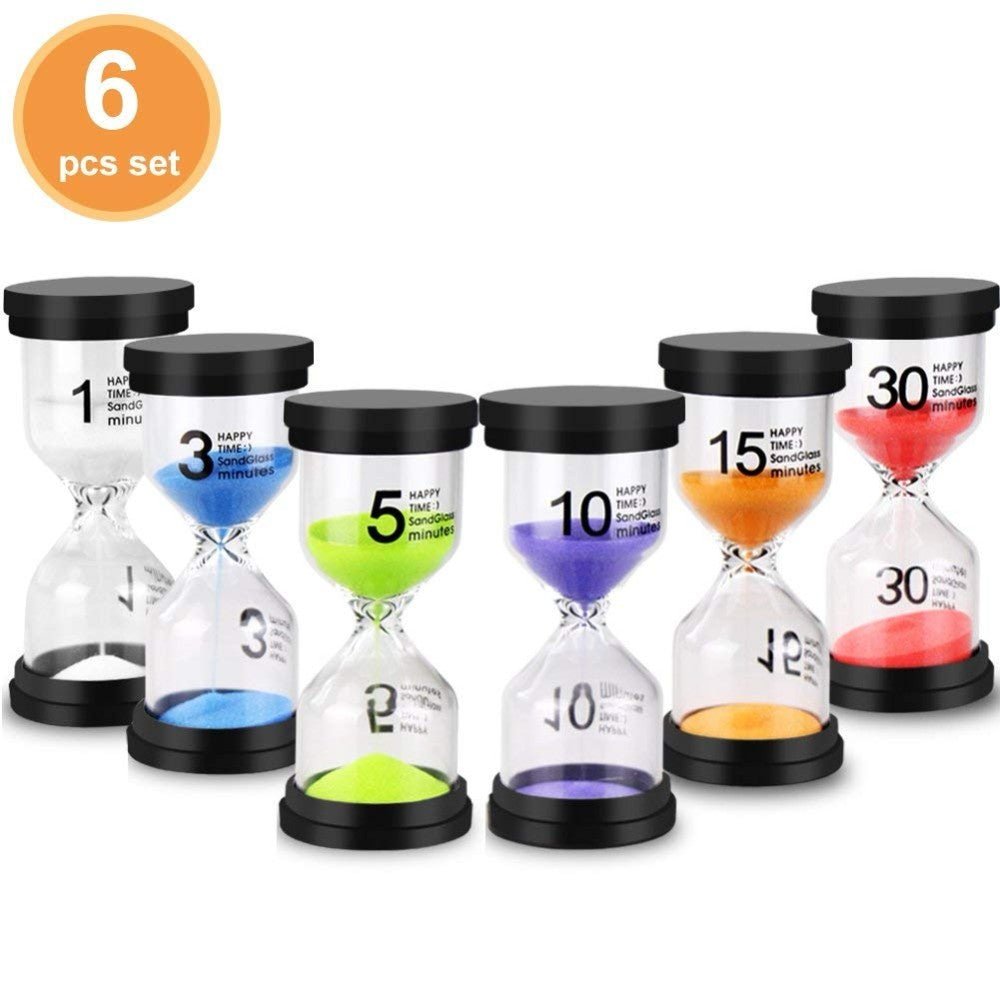 Sand Timer Set | Colorful Hourglasses | Countdown - Set Of 6 Pcs - Fun Learning Store