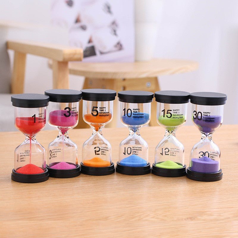 Sand Timer Set | Colorful Hourglasses | Countdown - Set Of 6 Pcs - Fun Learning Store