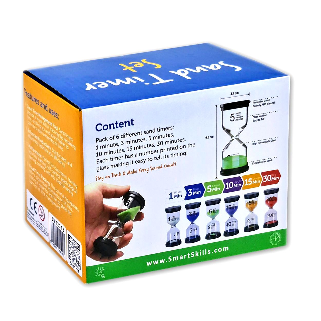 Sand Timer Set | Colorful Hourglasses | Countdown - Set Of 6 Pcs - Fun Learning Store