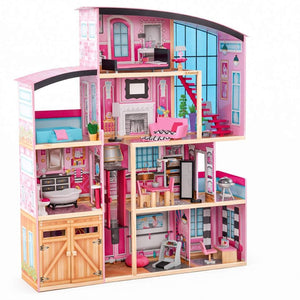 Shimmer Mansion Wooden Dollhouse: The Ultimate High - Rise for Big Dreams! - Fun Learning Store