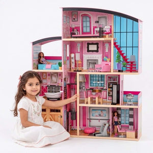 Shimmer Mansion Wooden Dollhouse: The Ultimate High - Rise for Big Dreams! - Fun Learning Store