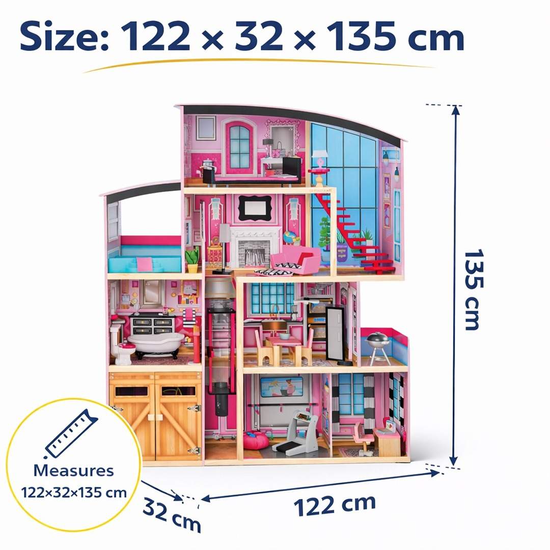 Shimmer Mansion Wooden Dollhouse: The Ultimate High - Rise for Big Dreams! - Fun Learning Store
