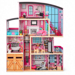 Shimmer Mansion Wooden Dollhouse: The Ultimate High - Rise for Big Dreams! - Fun Learning Store