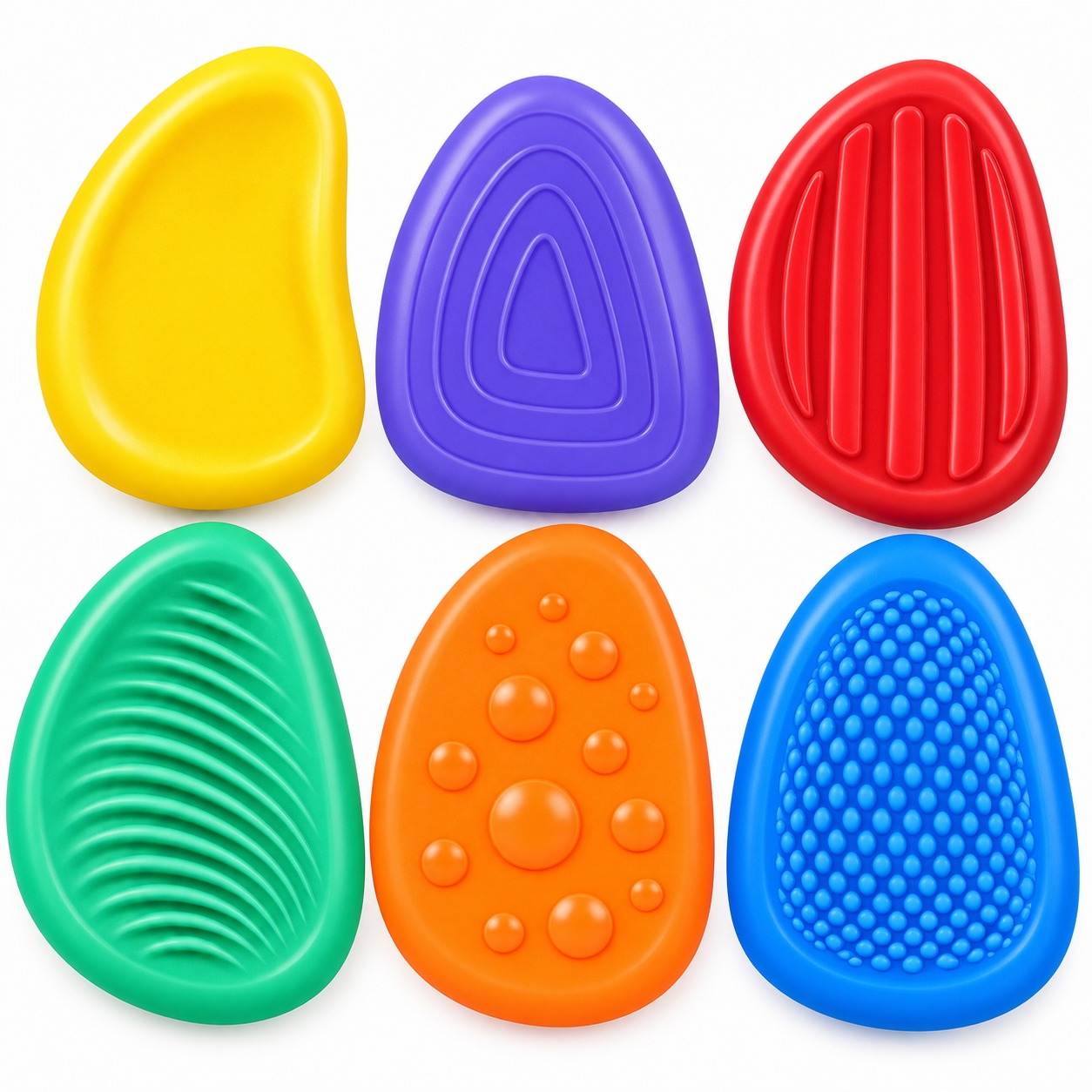 Silicone Sensory Fidget Stones – 6-Piece Set with 12 Different Textures - Fun Learning Store