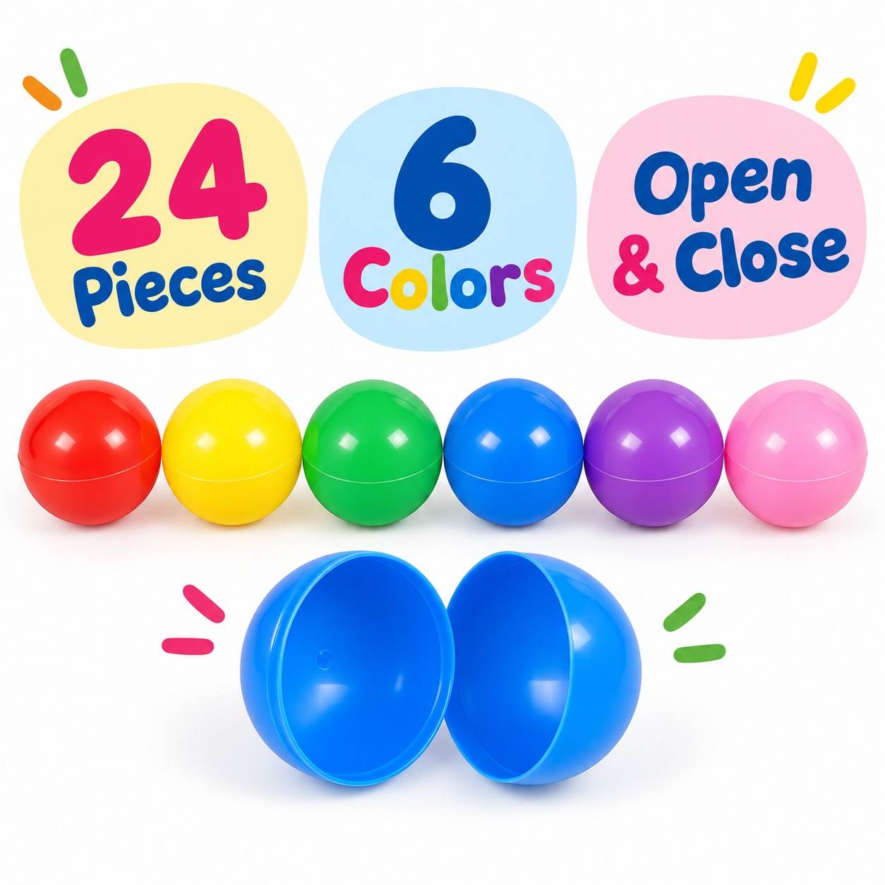 Small Solid Color Capsule Balls 3cm – 24-Piece Plastic Toy Capsule Set - Fun Learning Store