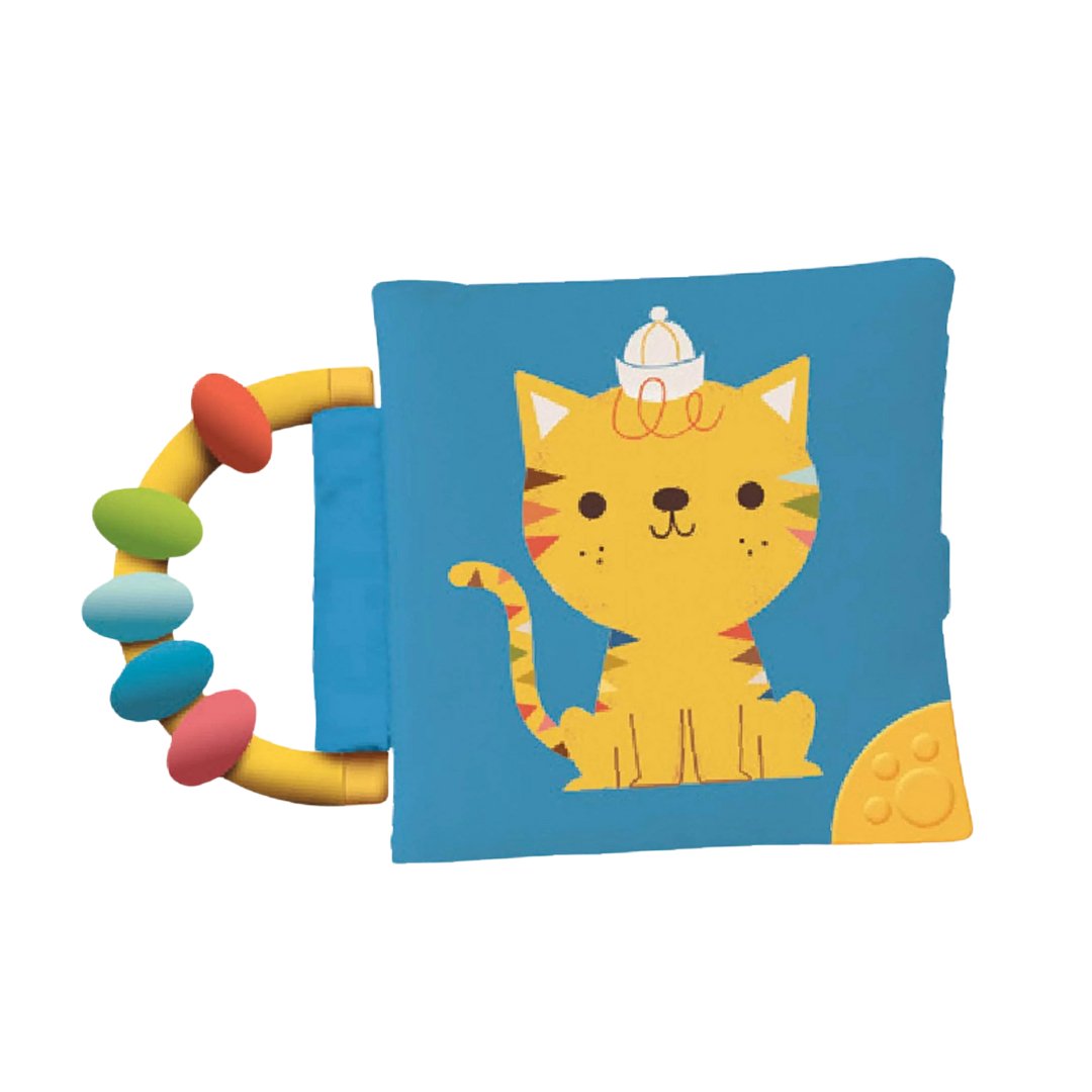 Soft Rattle and Teether Book - The Cat - Fun Learning Store