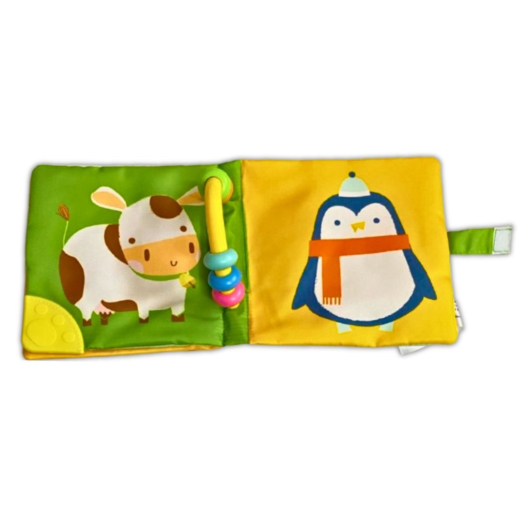 Soft Rattle and Teether Book - The Cow - Fun Learning Store