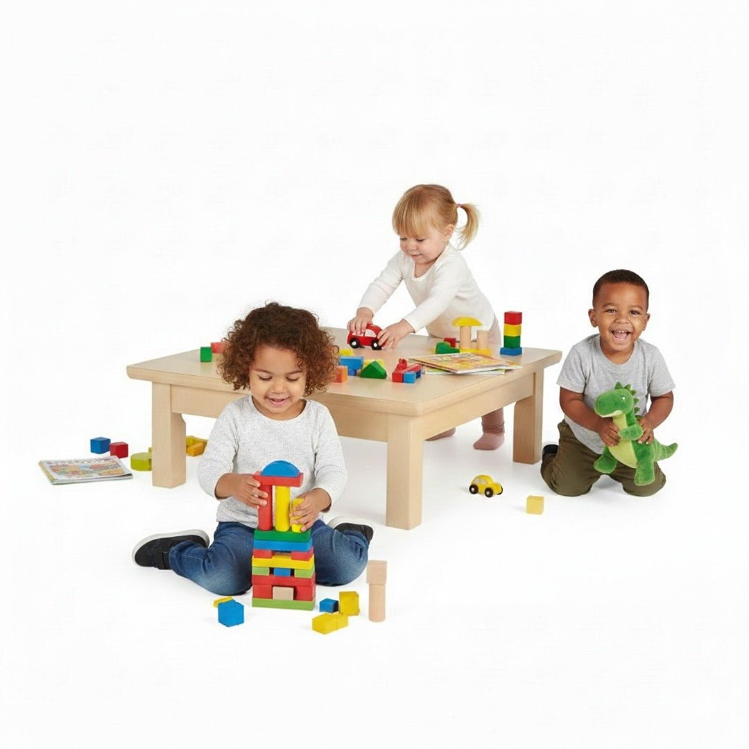 Square Kids Table Woody Finish 80 × 80 cm – Durable, Safe & Scratch - Resistant for Classrooms - Fun Learning Store