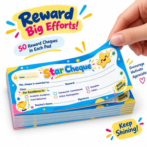 Star Reward Cheque Book | English – Reward Effort, Celebrate Progress, Inspire More - Fun Learning Store