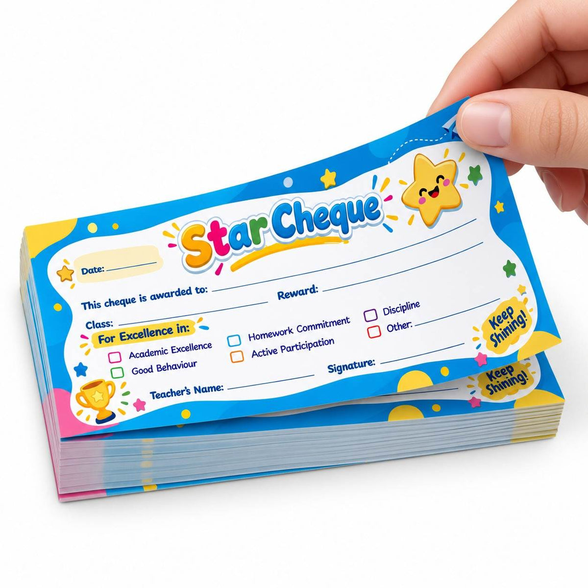 Star Reward Cheque Book | English – Reward Effort, Celebrate Progress, Inspire More - Fun Learning Store