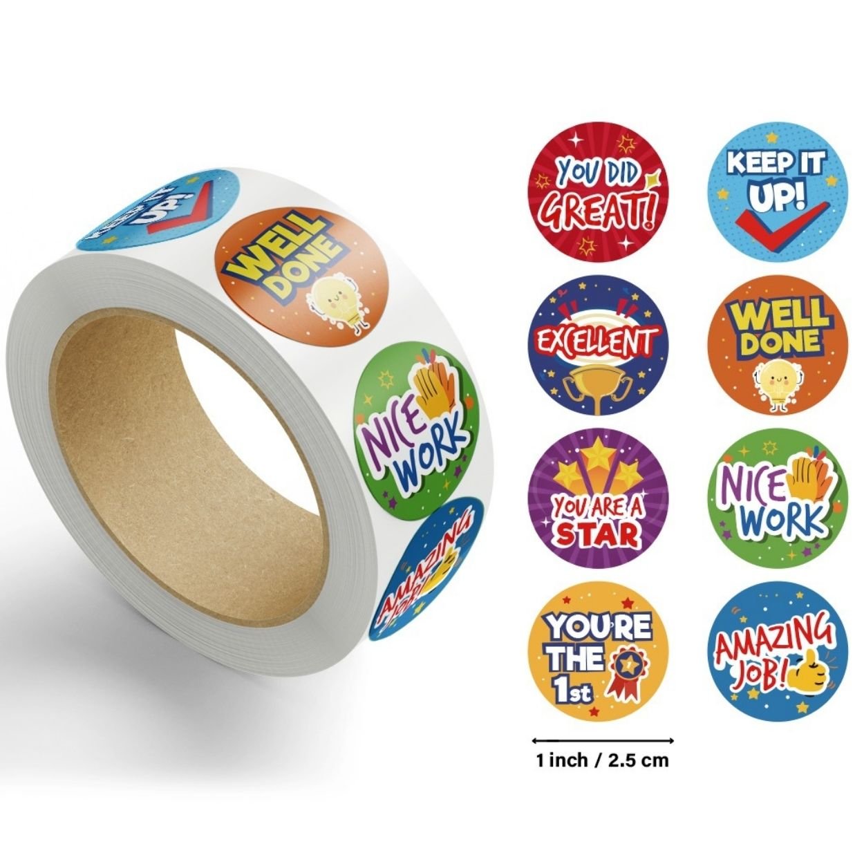 Teacher English Reward Motivational Round Stickers - 500 Stickers - Fun Learning Store