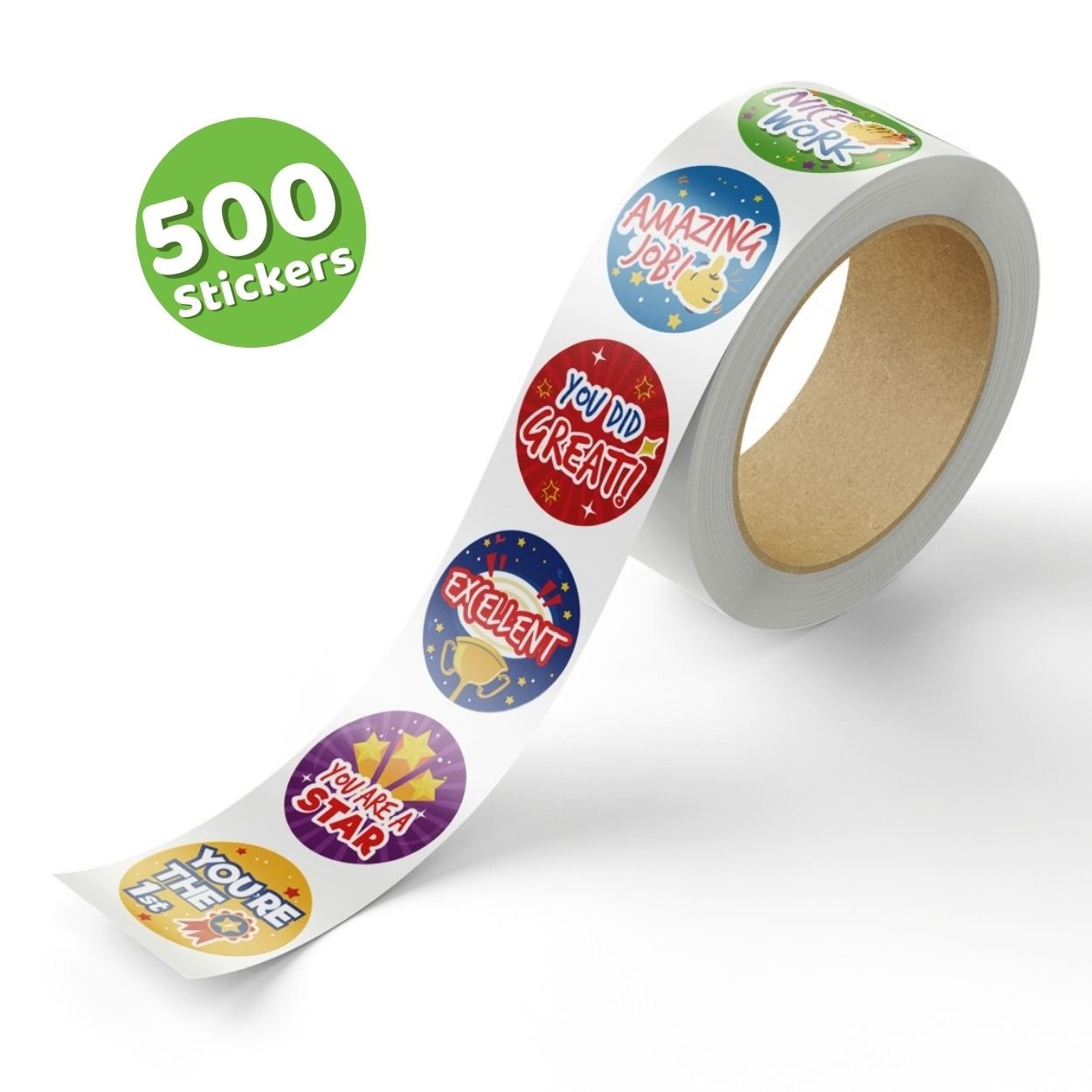 Teacher English Reward Motivational Round Stickers - 500 Stickers - Fun Learning Store