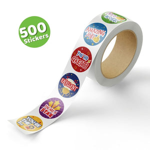 Teacher English Reward Motivational Round Stickers - 500 Stickers - Fun Learning Store