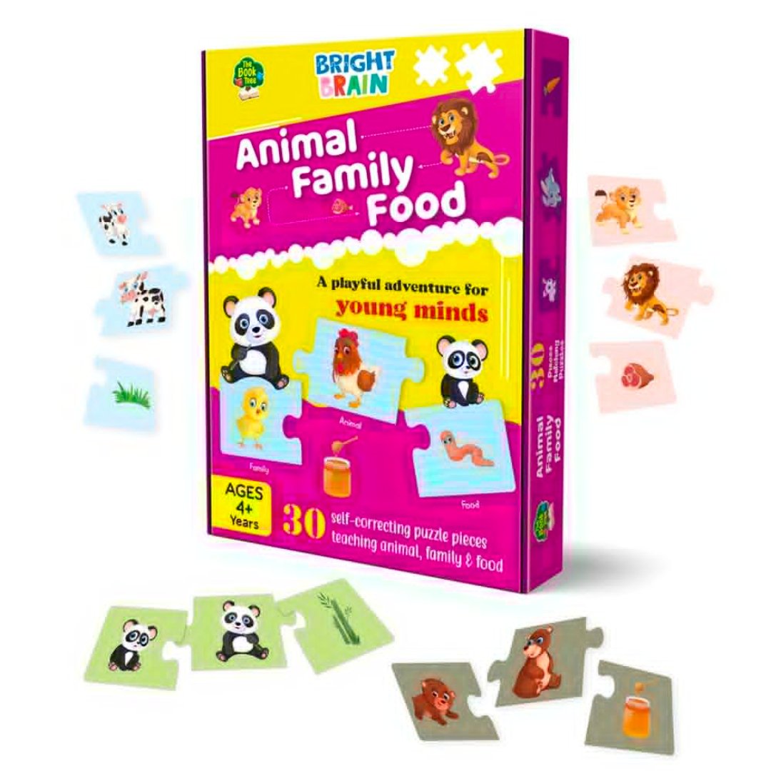 The Book Tree Animals Family Food Puzzle - 20+ Piece Jigsaw Puzzle for Preschoolers, Educational Toy for Learning Animals Family Food, Gifts for Kids Ages 3 to 6 - Fun Learning Store