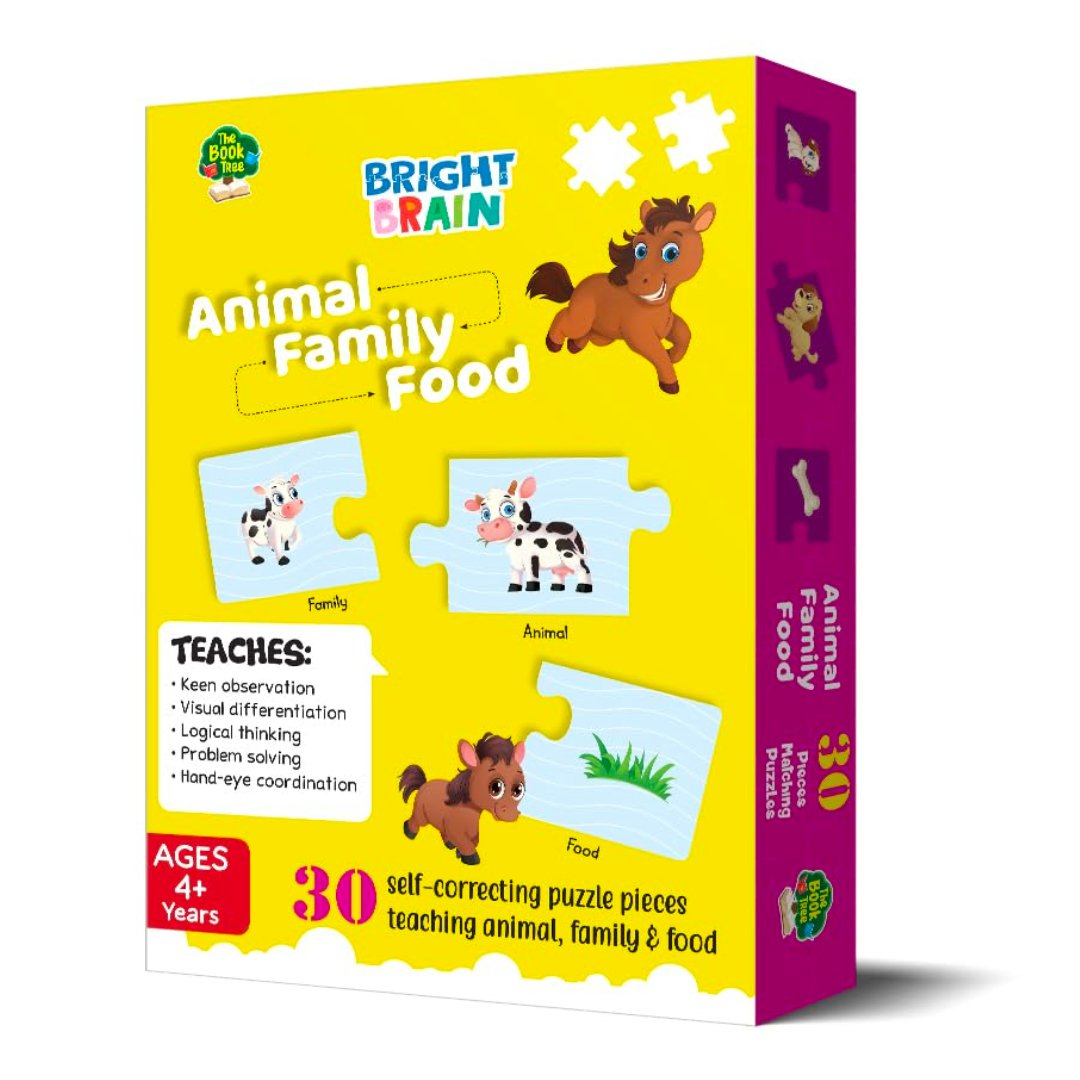 The Book Tree Animals Family Food Puzzle - 20+ Piece Jigsaw Puzzle for Preschoolers, Educational Toy for Learning Animals Family Food, Gifts for Kids Ages 3 to 6 - Fun Learning Store