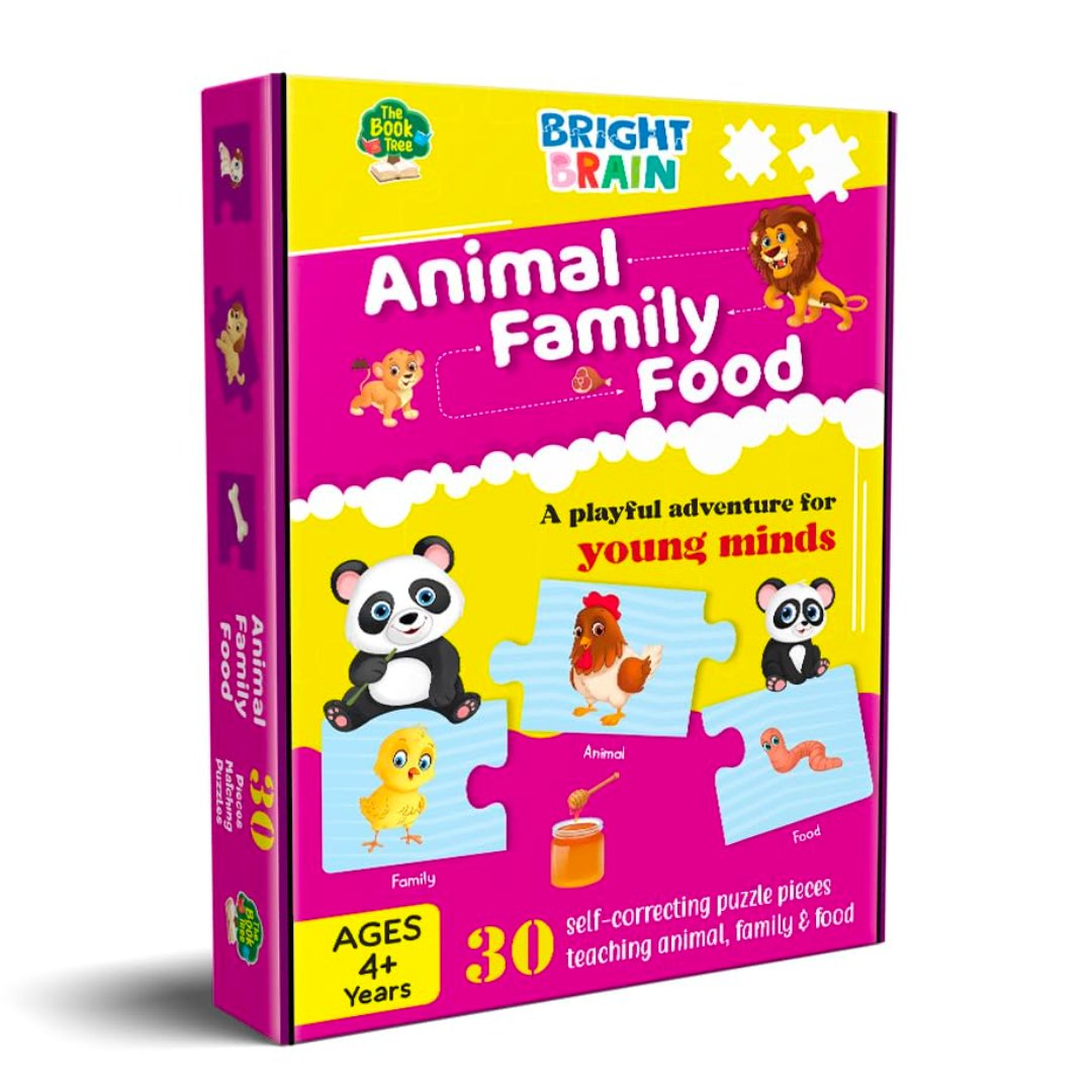 The Book Tree Animals Family Food Puzzle - 20+ Piece Jigsaw Puzzle for Preschoolers, Educational Toy for Learning Animals Family Food, Gifts for Kids Ages 3 to 6 - Fun Learning Store