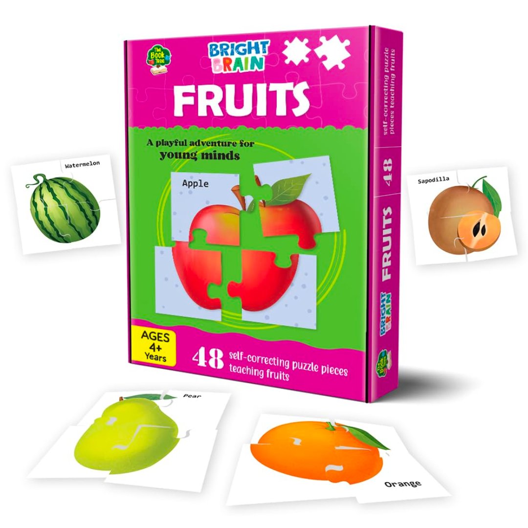 The Book Tree Bright Brain Fruits 48 Piece Jigsaw Puzzle for Preschoolers, Educational Toy for Learning Fruits, Gifts for Kids Ages 3 to 6 - Fun Learning Store