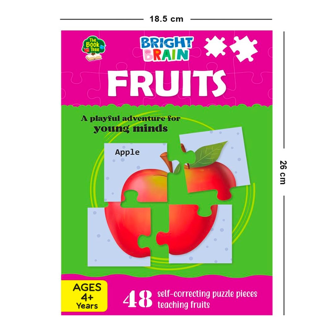 The Book Tree Bright Brain Fruits 48 Piece Jigsaw Puzzle for Preschoolers, Educational Toy for Learning Fruits, Gifts for Kids Ages 3 to 6 - Fun Learning Store