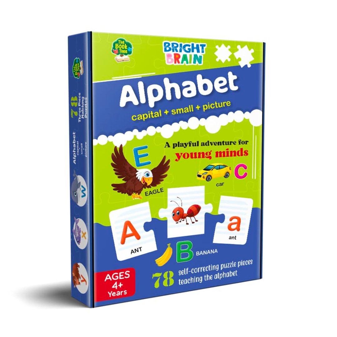 The Book Tree Capital and Small Letter Alphabet Puzzle - 78 Piece Jigsaw Puzzle for Preschoolers, Educational Toy for Learning ABCs and Letters, Gifts for Kids Ages 3 to 6 - Fun Learning Store