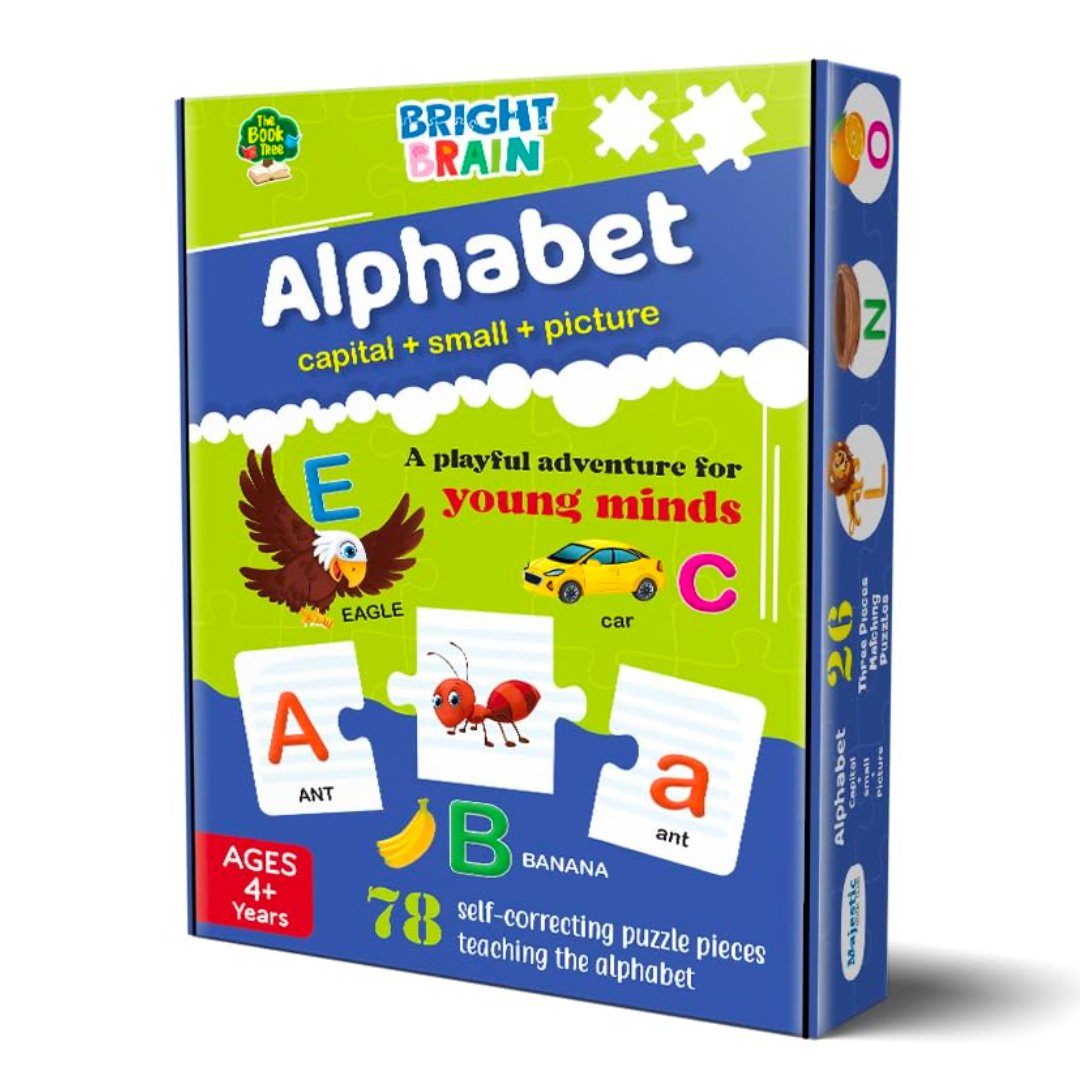 The Book Tree Capital and Small Letter Alphabet Puzzle - 78 Piece Jigsaw Puzzle for Preschoolers, Educational Toy for Learning ABCs and Letters, Gifts for Kids Ages 3 to 6 - Fun Learning Store