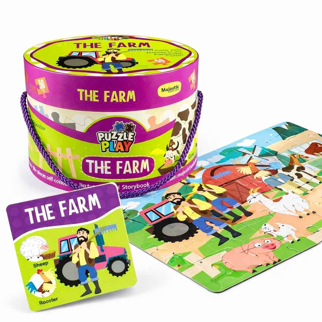 The Farm Puzzle Play | 50 Pieces for Kids – Educational Fun with Interactive Book - Fun Learning Store