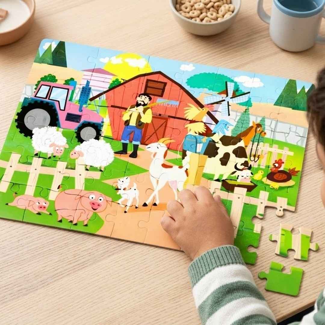 The Farm Puzzle Play | 50 Pieces for Kids – Educational Fun with Interactive Book - Fun Learning Store