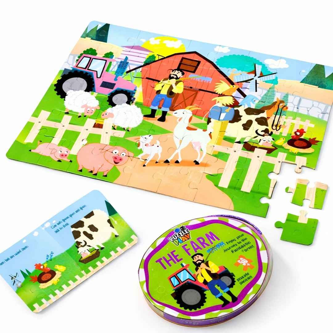 The Farm Puzzle Play | 50 Pieces for Kids – Educational Fun with Interactive Book - Fun Learning Store