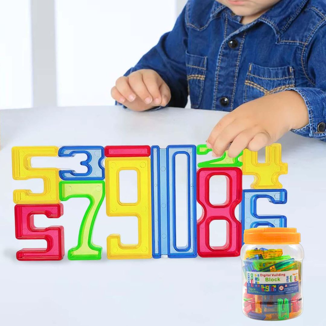 Transparent Numbers Building Blocks and Balance Game - STEM Education Toy - 70 Pcs - Fun Learning Store