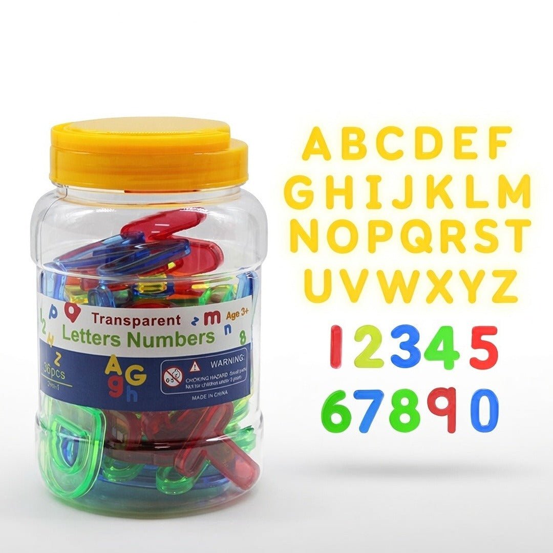 Transparent Plastic Blocks English Numbers and Letters - 36 Pcs - Fun Learning Store