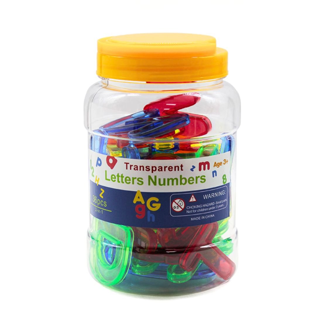 Transparent Plastic Blocks English Numbers and Letters - 36 Pcs - Fun Learning Store