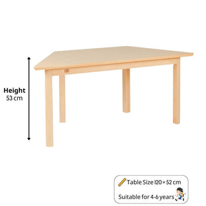 Trapezoidal Kids Table with Wooden Finish 120 × 52 cm – Durable for Classrooms - Fun Learning Store