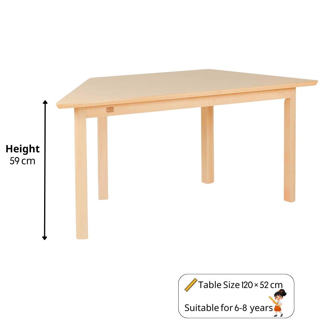 Trapezoidal Kids Table with Wooden Finish 120 × 52 cm – Durable for Classrooms - Fun Learning Store