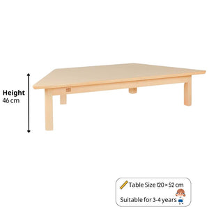 Trapezoidal Kids Table with Wooden Finish 120 × 52 cm – Durable for Classrooms - Fun Learning Store