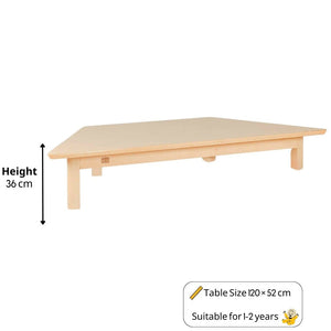 Trapezoidal Kids Table with Wooden Finish 120 × 52 cm – Durable for Classrooms - Fun Learning Store