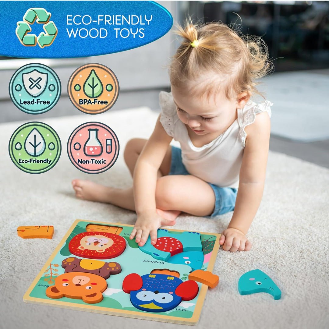 Vehicle & Forest Animal Puzzle Set for Toddlers - Fun Learning Store